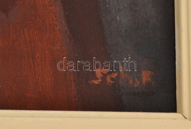 Schey Ferenc (1925-1997): Virágcsendélet. Olaj, farost. Jelezve jobbra lent, hátoldalán autográf felirattal és Képcsarnok Vállalat címkéjével. Fakeretben. 60×80 cm - Image 2