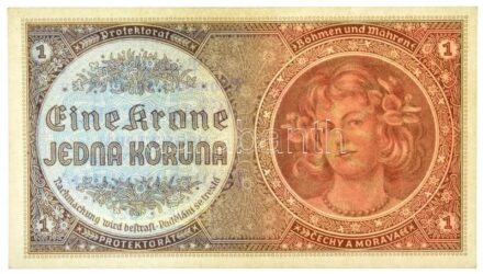 Német Harmadik Birodalom / Cseh-Morva Protektorátus 1940. 1K 'C 027' T:II / German Third Reich / Protectorate of Bohemia and Moravia 1940. 1 Korun 'C 027' C:XF Krause 3a