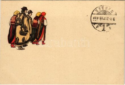 1919 Magyar folklór művészlap. Rigler r.-t. R.J.E. / Hungarian folklore art postcard