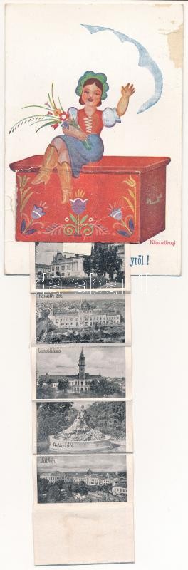 Hódmezővásárhely, magyar népviseletes leporellolap 10 képpel s: Klaudinyi (felületi sérülés / surface damage) - Image 2
