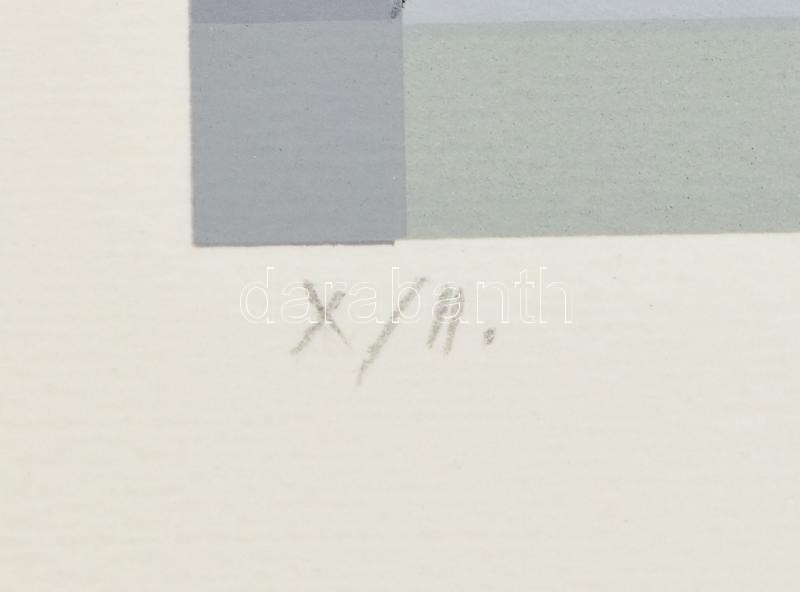 Konok Tamás (1930-2020): Geometrikus kompozíció, 1991. Szitanyomat, papír, jelzett. Számozott: X/II.. 28×28 cm - Image 3