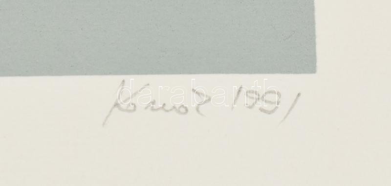 Konok Tamás (1930-2020): Geometrikus kompozíció, 1991. Szitanyomat, papír, jelzett. Számozott: X/II.. 28×28 cm - Image 4