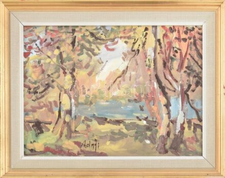 Bánfi jelzéssel: Vízparti táj. Olaj, karton. Fa keretben, 23,5x32,5 cm