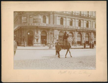 1897 Budapest VIII. Kerepesi út (Rákóczi út), Szikszay Ferenc étterme és kávéháza, nagy méretű fotó kartonon 19x16 cm