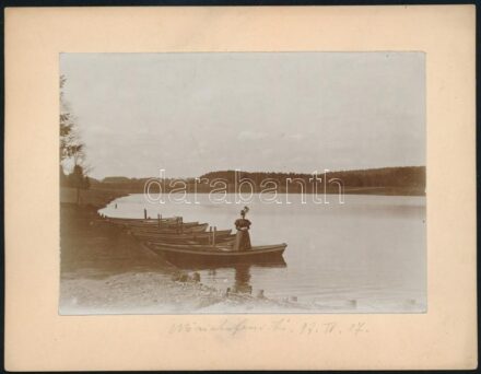 1897 Wörishofen tó fotója, nagy méretű fotó kartonon 19x16 cm