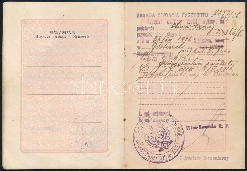 1927 Lengyel útlevél fényképpel / Polish passport - Image 2