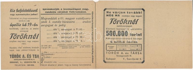 Török A. és Társa Sorsjegyárusító rt. kinyitható reklám képeslapja (EM) - Image 2