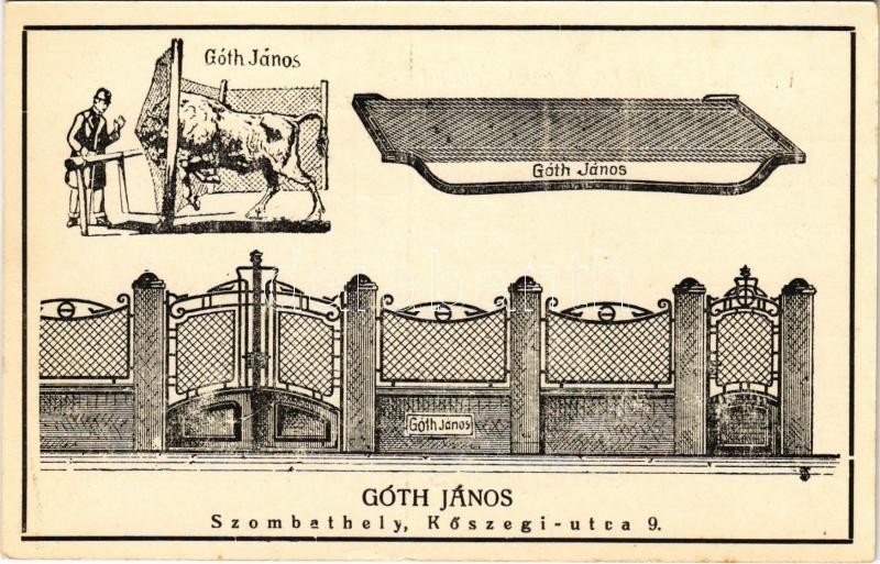 Góth János szombathelyi lakatos reklámlapja. Kőszegi utca 9.