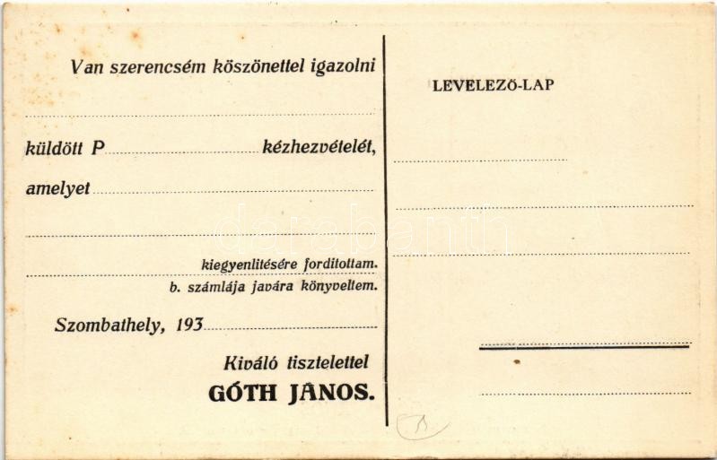 Góth János szombathelyi lakatos reklámlapja. Kőszegi utca 9. - Image 2
