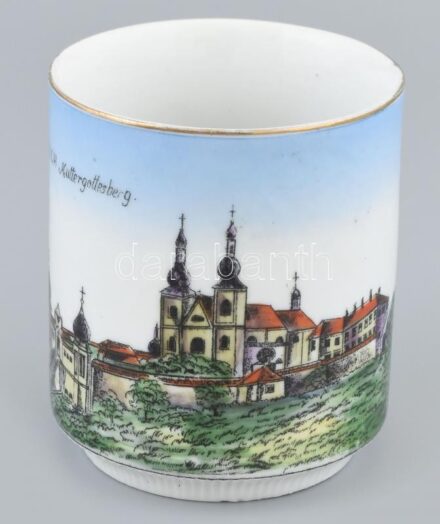 Grulich; Muttergottesberg emlék bögre, kopott, jelzés nélkül, m: 9 cm