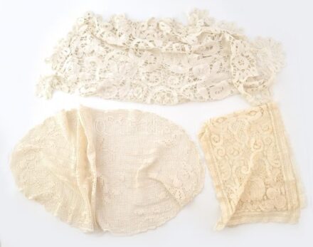 3 db csipke terítő, 90x45, 84x30m, d: 100 cm