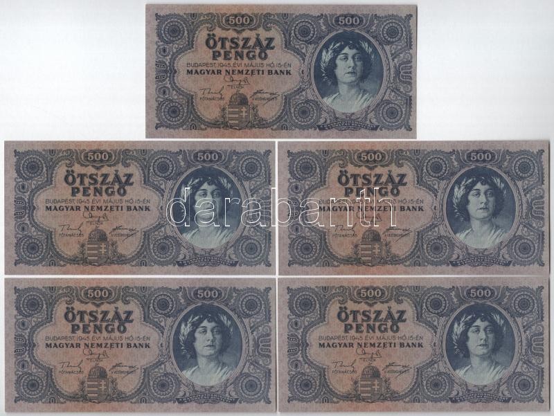 1945. 500P (9x) sorszámkövetők és közeli sorszámokkal T:I- Adamo P19