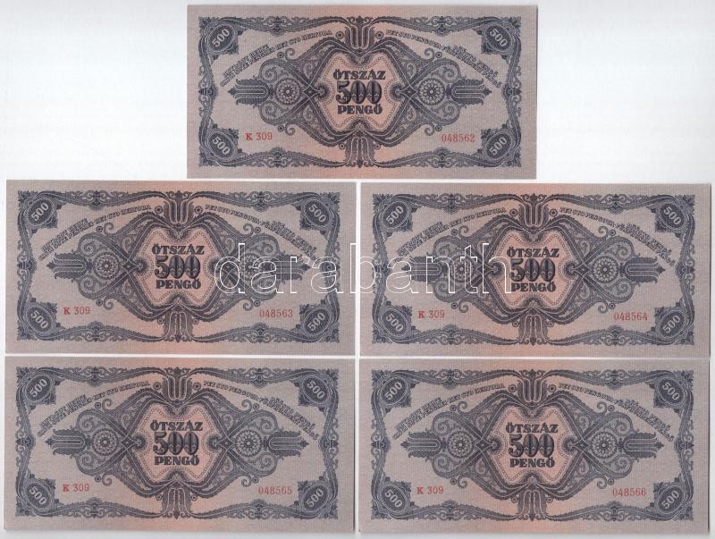 1945. 500P (9x) sorszámkövetők és közeli sorszámokkal T:I- Adamo P19 - Image 2