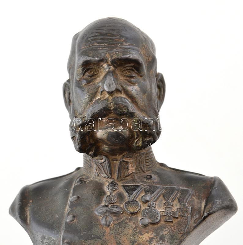Jelzés nélkül: I. Ferenc József magyar király. Ón, fa talapzaton, m: 21 cm - Image 2