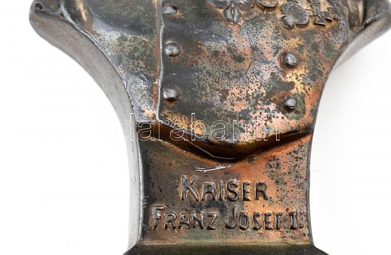 Jelzés nélkül: I. Ferenc József magyar király. Ón, fa talapzaton, m: 21 cm - Image 3