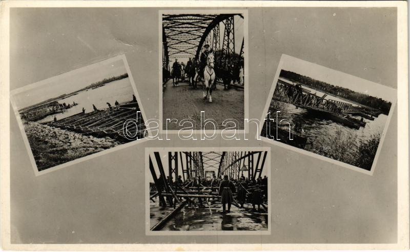 1938 Komárom, Komárno; bevonulás, Horthy Miklós, hídépítés / entry of the Hungarian troops, bridge construction