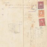 1927 Bőgős Sándor egri kőműves mester lakóház terve, a hátoldalán okmánybélyegekkel, hajtott, 44x21 cm - Image 2