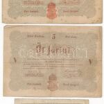 1848. 5Ft 'Kossuth bankó' (2xklf) vörösesbarna és barna + 1849. 30kr 'Kossuth bankó' T:III,III- szakadás, fo. Adamo G109, G109A, G103