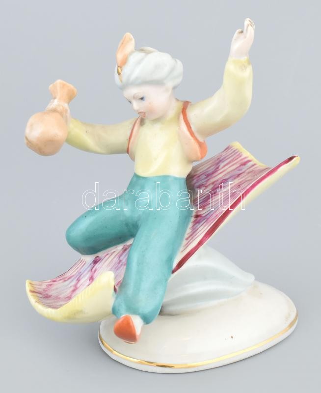 Kőbánya / Drasche porcelán Aladin, kézzel festett, jelzett, hibátlan, m:14,5 cm