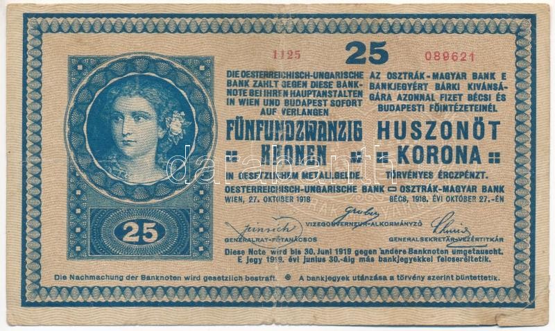 1918. 25K '1125' 2mm, hullámos hátlappal T:III,III- ragasztott Adamo K22B