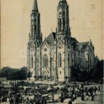 1910 Vinga, Római katolikus templom, Piactér hetivásárkor. W.L. Bp. 5436. / Catholic church, market square on market day (fa)