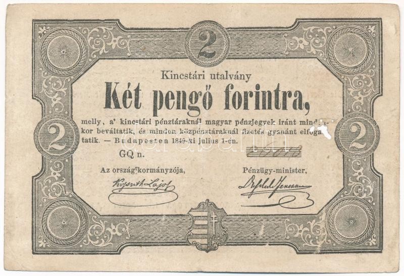 1849. 2Ft 'Kincstári utalvány' 'GQ 26013' T:III ly. Adamo G108