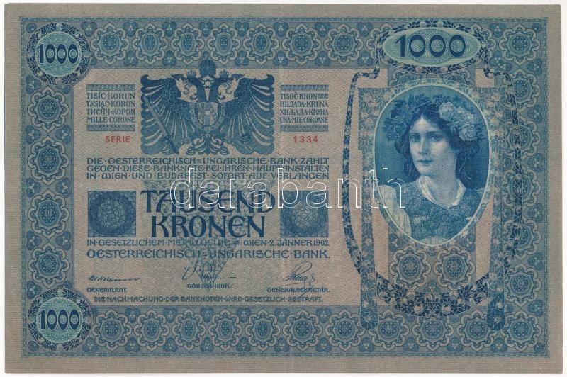 1902. 1000K piros 'MAGYARORSZÁG' körbélyegzővel T:III szép papír Adamo SK35B - Image 2