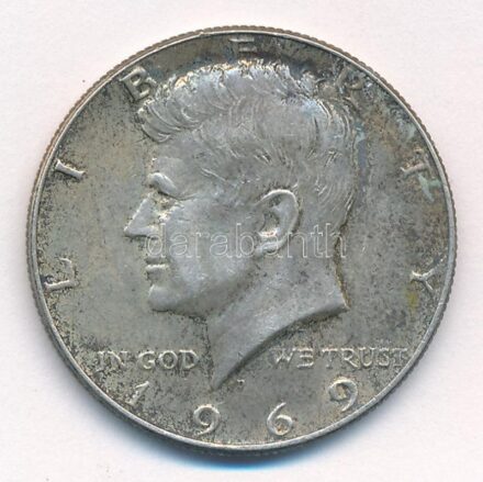 Amerikai Egyesült Államok 1969D 1/2$ Ag 'Kennedy' T:2 patina USA 1969D 1/2 Dollar Ag 'Kennedy' C:XF patina Krause KM#202a