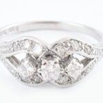 14k fehérarany (Au) gyűrű cca 0,5 ct gyémánttal, jelzett, 3,4 g, m: 55