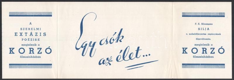 cca 1940 Egy csók az élet... - Korzó Filmszínház reklámlap