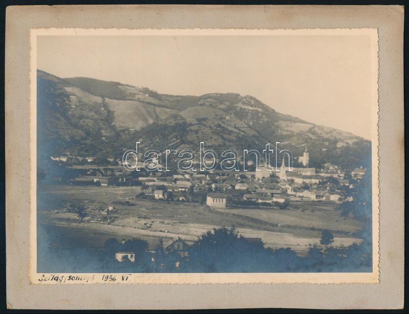 1936 Szilágysomlyó, kartonra ragasztott, feliratozott fotó, 13×18 cm
