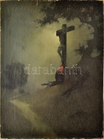 Sidelszki jelzéssel: Krisztus a kereszten. Olaj, vászon, kissé sérült, 80×60 cm