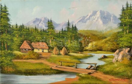 Osvald jelzéssel: Hegyvidéki táj. Olaj, vászon. 31x49 cm