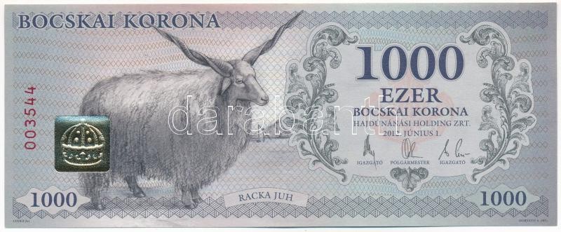 Hajdúnánás 2012. 1000K 'Bocskai Korona - Racka juh' '003544' sorszámmal T:II