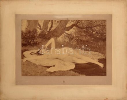 Deák Ébner Lajos (1850-1934) festménye után. Az álom (Der Traum), 1893. Fotogravűr, papír, kartonra kasírozva. Photographische Gesellschaft, Berlin kiadása. 34,5x52 cm