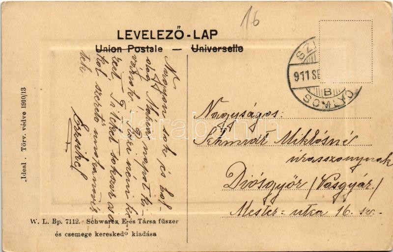 1911 Szilágysomlyó, Simleu Silvaniei; látkép. 'Ideal' W.L. Bp. 7112. Schwarcz E. és Társa kiadása / general view (EK) - Image 2