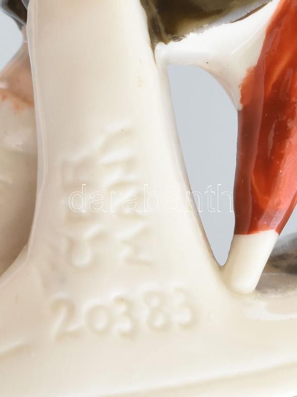 Esernyős fiú jelzett német porcelán figura. Kis kopással 10 cm - Image 2