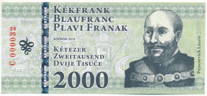 Sopron 2010. 2000 Kékfrank 'Pejacsevich László', 'C 000032' sorszámmal T:I