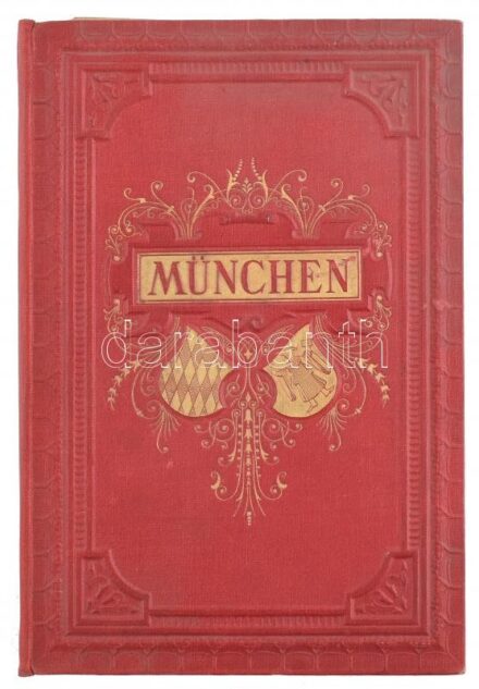cca 1900 München, 24 db keményhátú fotót tartalmazó leporelló, díszes egészvászon kötésben, 11×17 cm
