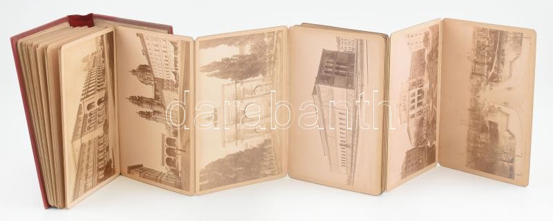 cca 1900 München, 24 db keményhátú fotót tartalmazó leporelló, díszes egészvászon kötésben, 11×17 cm - Image 2