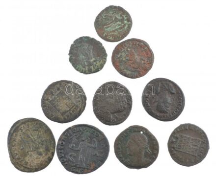 Római Birodalom 10db-os bronz érmetétel a III-IV. századból T:2-3 Roman Empire 10pcs bronze coin lot from the 3rd-4th century C:XF-F