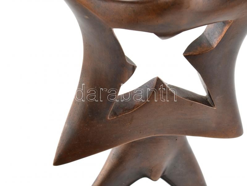 Sztrákos László (1954): Táncoló sámán, öntött, patinázott bronz, márvány talapzaton. m:40 cm, Jelezve: Sztrákos - Image 3