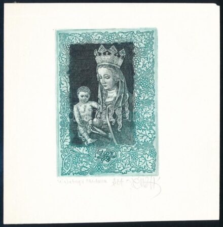 Vén Zoltán (1941-): (...) Madona. Rézkarc, papír, jelzett, művészpéldány E.A. II./X.számozással. 10x7 cm