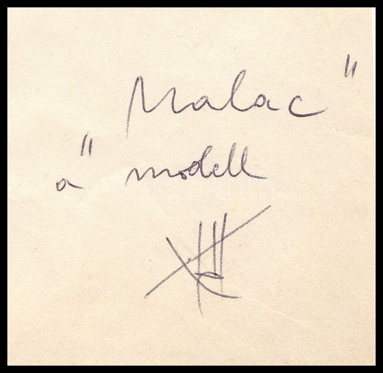 Kő Pál (1941-2020): 'malac' a modell (női akt). Tus, papír. Jelzett. Kartonra kasírozva. Hátoldalán a művész bélyegzőjével. 26x17 cm - Image 2