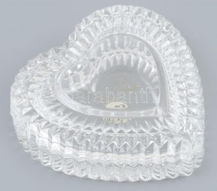 Ólomkristály szívalakú bonbonier, dobozban, hibátlan, d: 10 cm