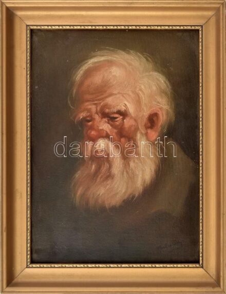 Mesterházy Dénes (1900-1949 körül): Szakállas férfi portréja. Olaj, karton, jelzett. Dekoratív, kissé sérült fa keretben, 34,5×25 cm