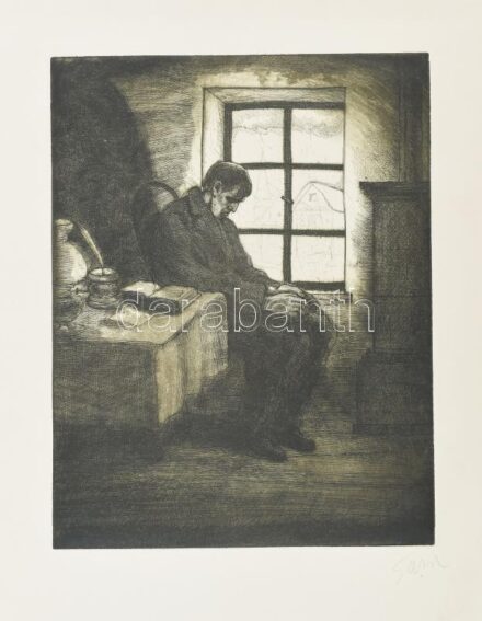 Gara Arnold (1882-1929): Szobában. Rézkarc, papír, jelzett, 31,5×24,5 cm