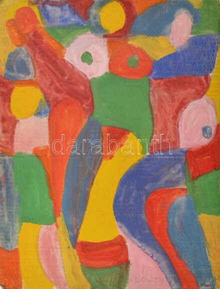 Csepeli Németh Miklós (1934-2012): Lányok, 1996. Gouache, karton. Jelezve középen lent. 49x37 cm