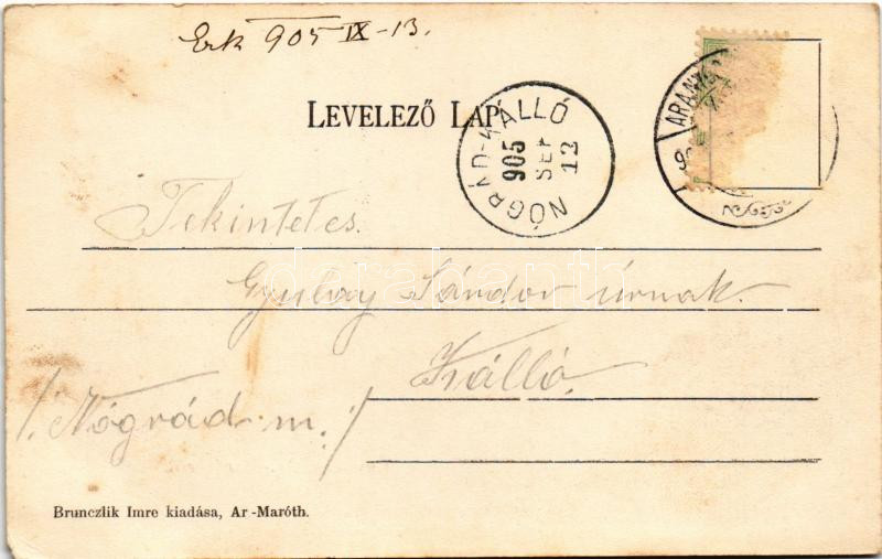 1905 Aranyosmarót, Zlaté Moravce; Római katolikus templom. Brunczlik Imre kiadása / church (EK) - Image 2