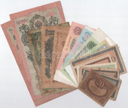 15db-os vegyes orosz és szovjet bankjegy tétel, közte 1918. 1R T:I--III- 15pcs of mixed russian and soviet banknote lot, in it 1918. 1 Ruble C:AU-VG